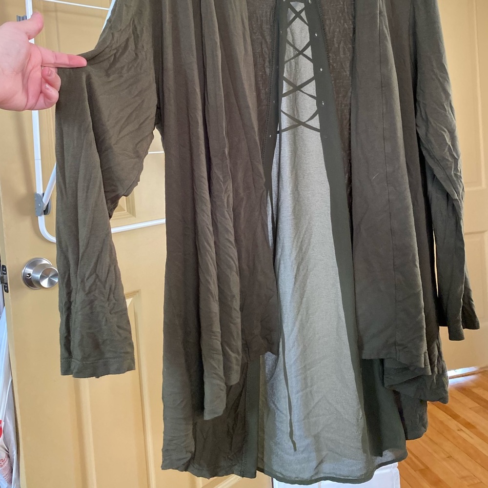 Olive Green cross detail sweater